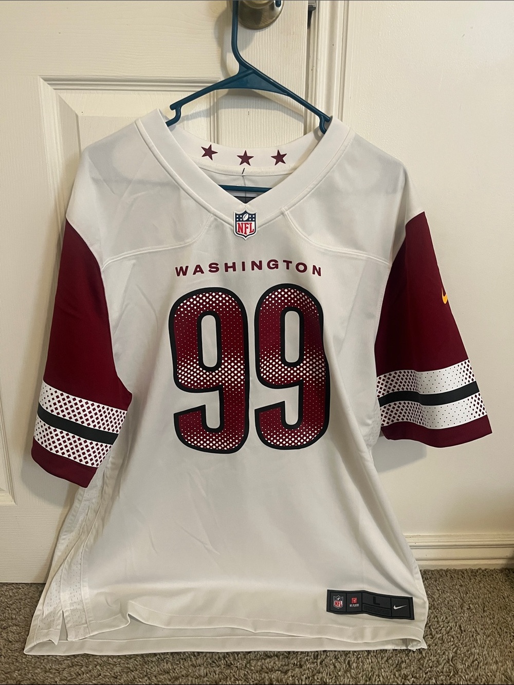 NFL Washington Mens Football Jersey - White & Burgundy #99 chase young